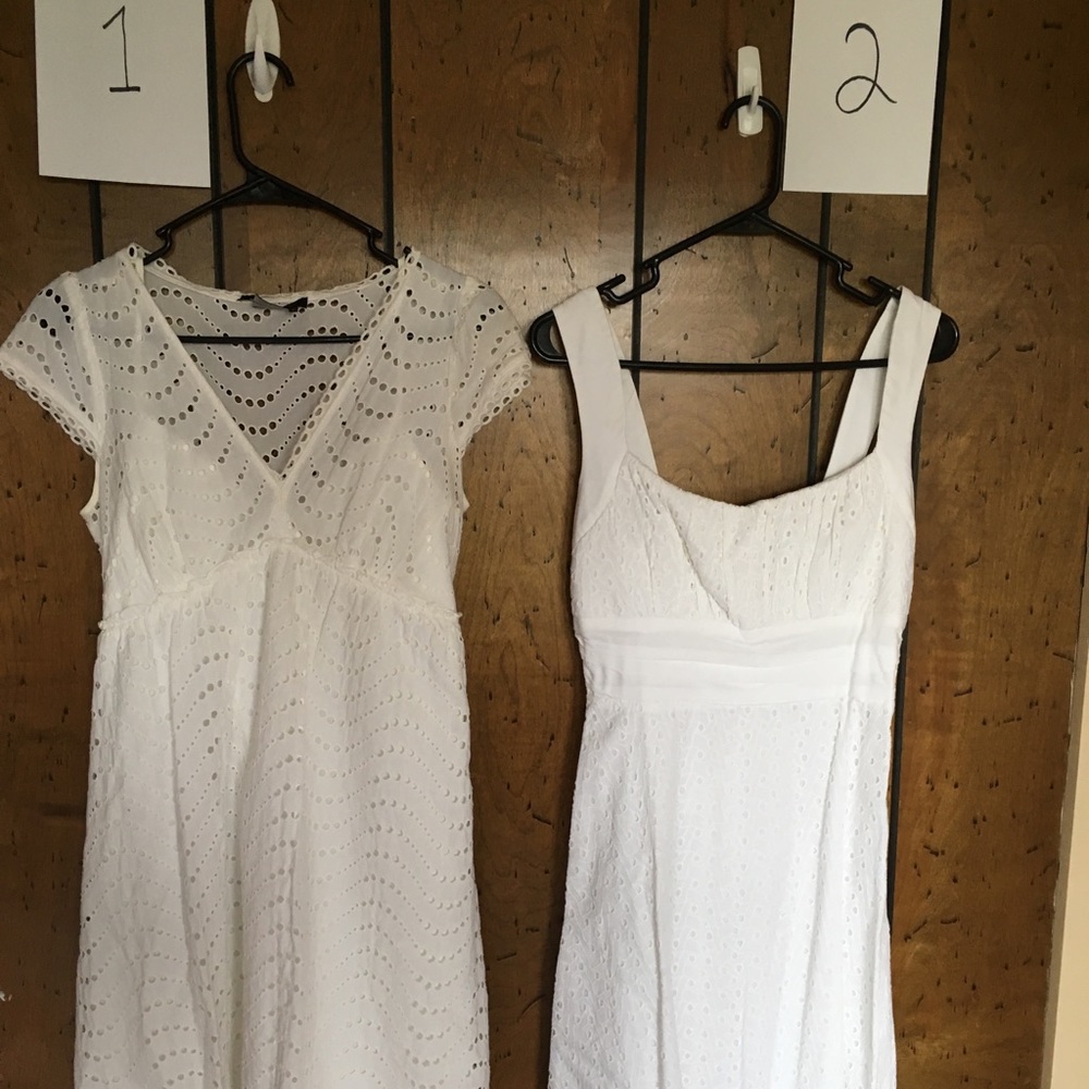 2 White Eyelet Summer Dresses
